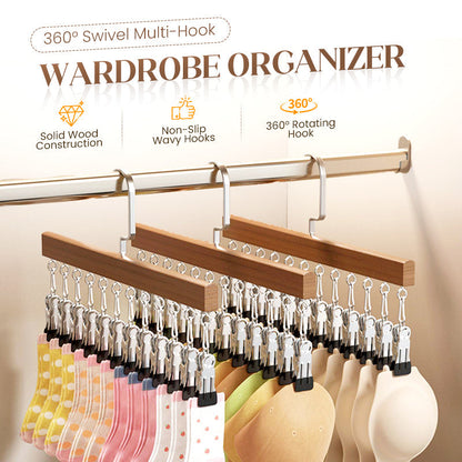 🏆360° Swivel Multi-Hook Wardrobe Organizer — ✨Strong Hold & No-Drill Easy Install✅